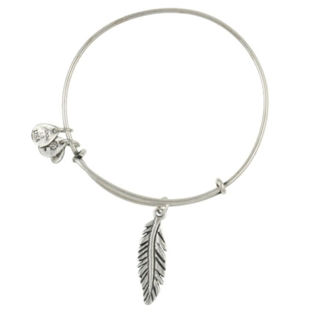 Alex & Ani Silver Feather Charm Bangle Bracelet